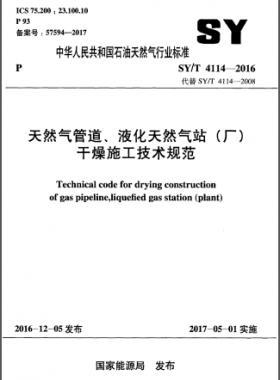 天然氣管道、液化天然氣站（廠）干燥施工技術規(guī)范石油天然氣標準∕T 4114-2016