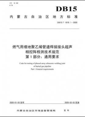 燃氣用埋地聚乙烯管道焊接接頭超聲相控陣檢測技術規(guī)范 第1部分：通用要求 DB15∕T 1819.1-2020
